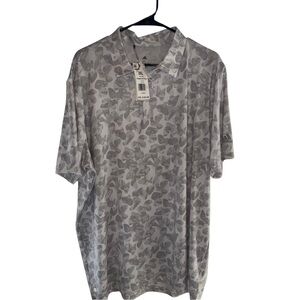 Adidas Men's Short Sleeve Prisma Pattern Performance Golf Polo White Gray Sz 2XL